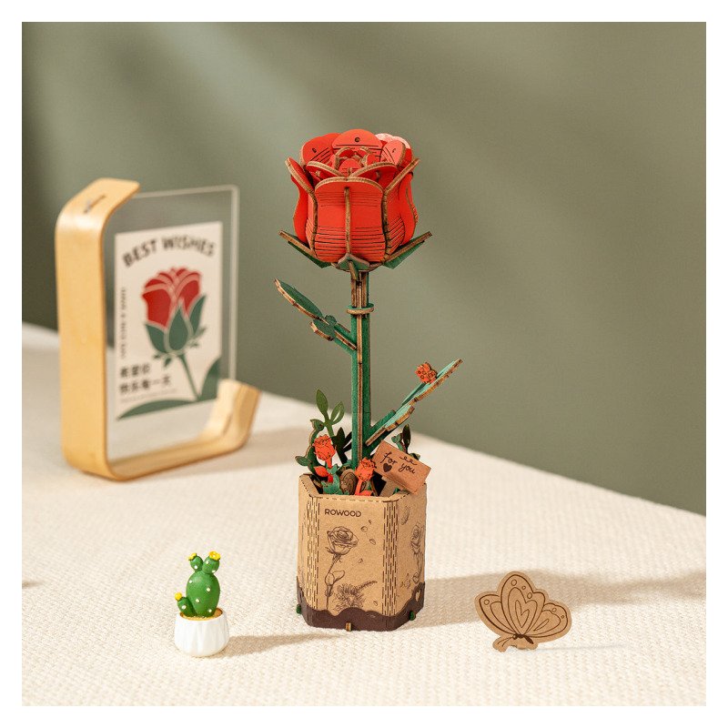 Robotime Rowood - Puzzle 3D Rose Rouge - TW042