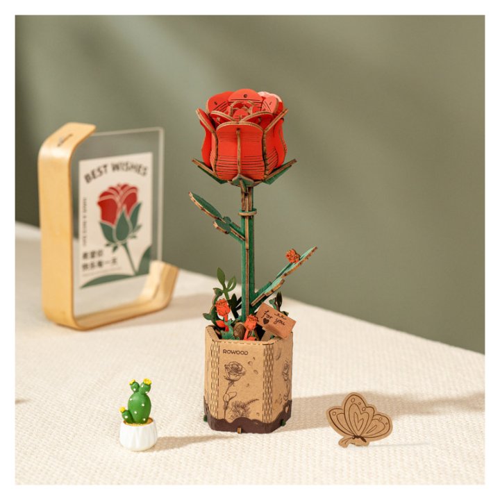 Robotime Rowood - Puzzle 3D Rose Rouge - TW042