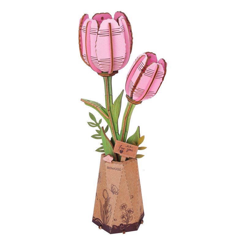 Robotime Rolife - Tulipe Rose - Puzzle 3D Bois - TW082