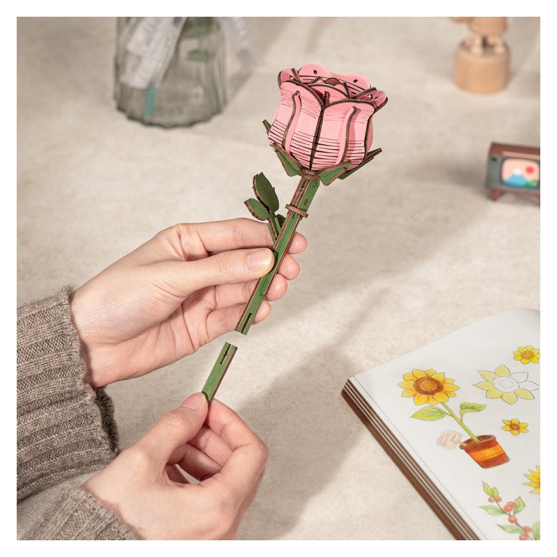 Rowood - Puzzle 3D Fleur Rose Rose - TW041 - Rose