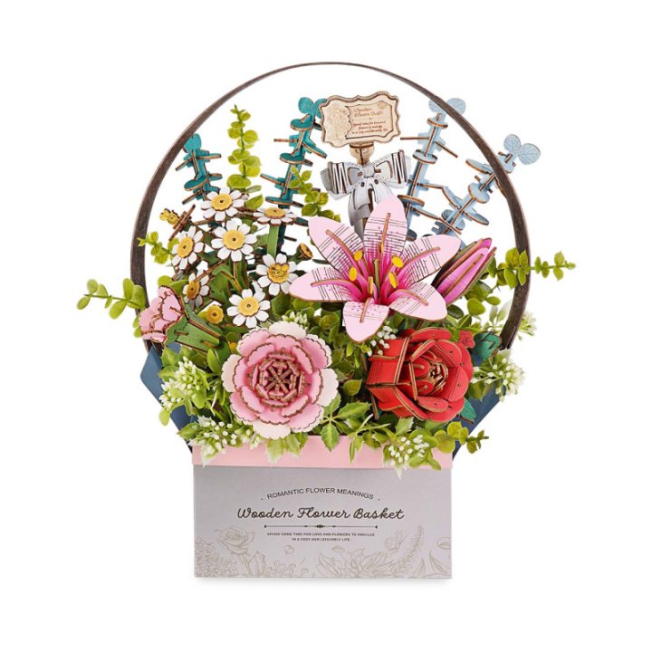Robotime Rowood - Panier de Fleurs en Bois - TW03H - Multicolore
