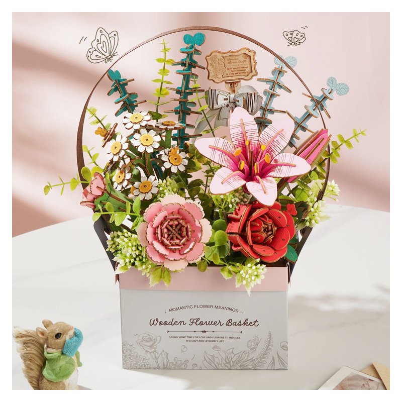 Robotime Rowood - Panier de Fleurs en Bois - TW03H - Multicolore