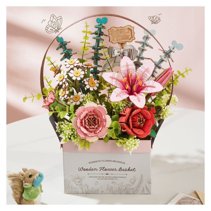 Robotime Rowood - Panier de Fleurs en Bois - TW03H - Multicolore