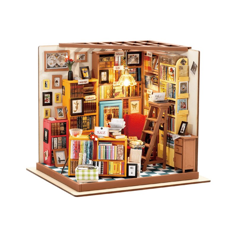 Rolife - Sam's Study - Maison Miniature DIY - Bibliothèque