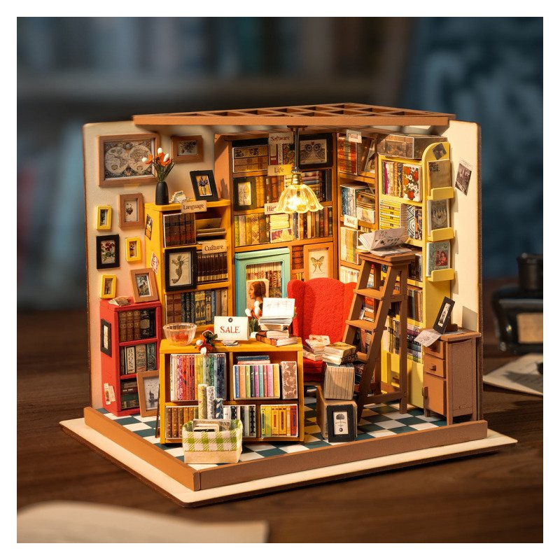 Rolife - Sam's Study - Maison Miniature DIY - Bibliothèque