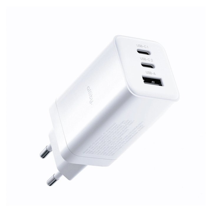 Allity ATC-01-65WACC - Chargeur secteur GaN 65W - 2x USB-C + USB-A - Blanc