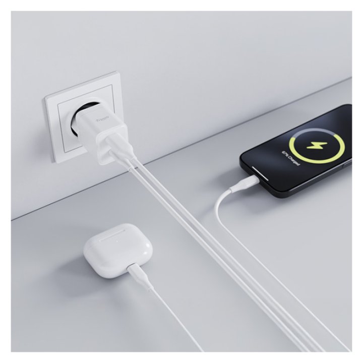 Allity ATC-01-20WAC - Chargeur secteur GaN 20W USB-C + USB-A - Blanc