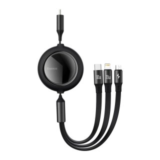 Baseus - Câble rétractable 3-en-1 USB-C / Lightning / Micro USB - Bright Mirror 2 (CAMJ010201) - Noir