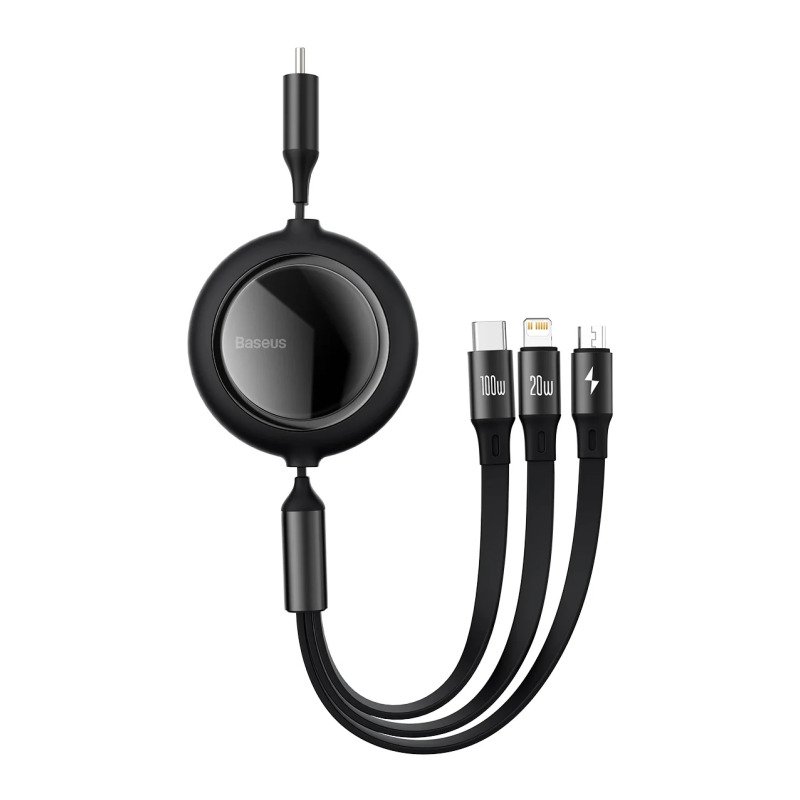 Baseus - Câble rétractable 3-en-1 USB-C / Lightning / Micro USB - Bright Mirror 2 (CAMJ010201) - Noir