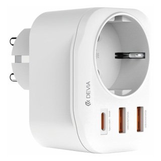 Devia - Prise chargeur secteur USB-C PD 20 W + 2 USB-A - Smart Series - Blanc