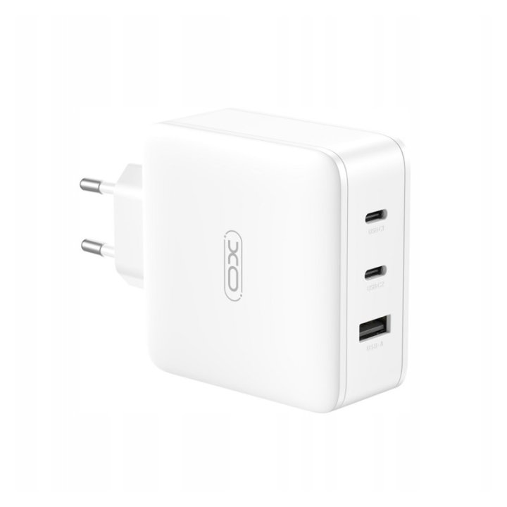 XO - Chargeur secteur GaN 100 W 2 USB-C + 1 USB-A - CE14 - Blanc