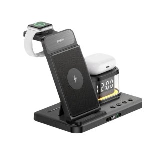 Yesido - Station de recharge sans fil 5-en-1 avec horloge et veilleuse - DS22 - Noir