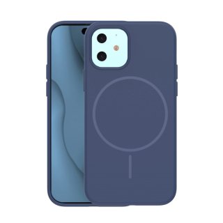 Coque MagSafe silicone fine pour iPhone – du 12 au 18 Pro Max – iPhone 12 / 12 Pro – Bleu marine