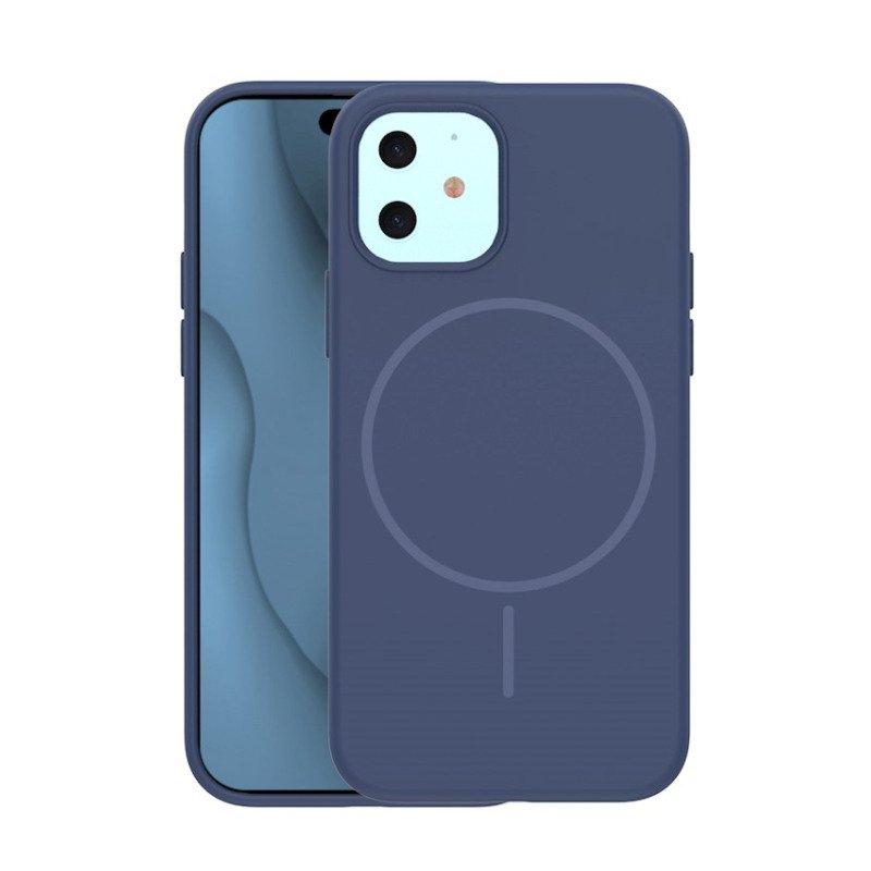 Coque MagSafe silicone fine pour iPhone – du 12 au 18 Pro Max – iPhone 12 / 12 Pro – Bleu marine