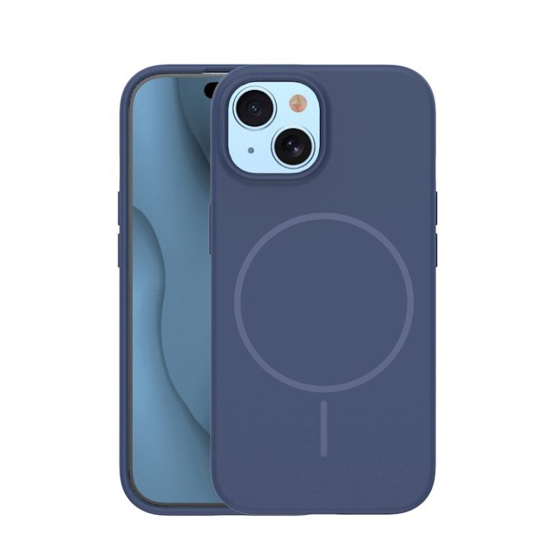 Coque MagSafe silicone fine pour iPhone – du 12 au 18 Pro Max – iPhone 14 – Bleu marine