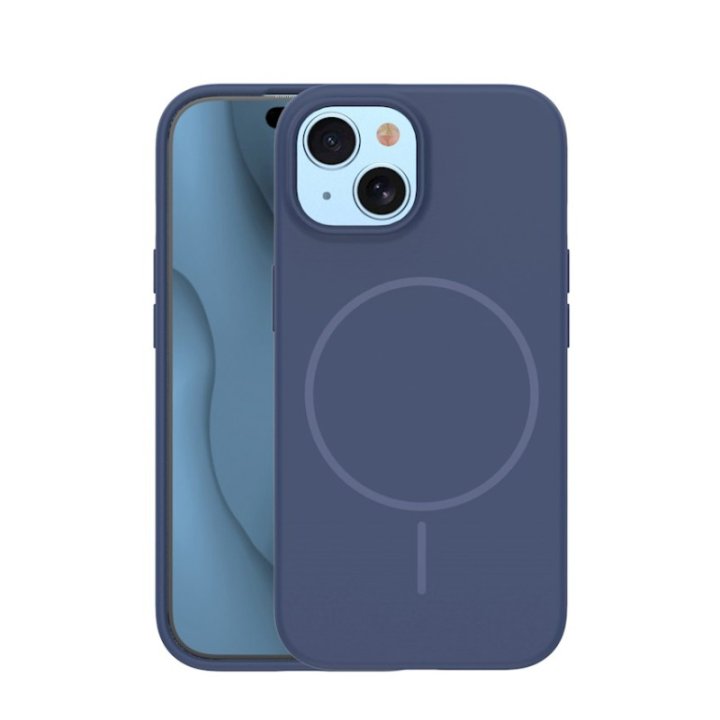Coque MagSafe silicone fine pour iPhone – du 12 au 18 Pro Max – iPhone 14 – Bleu marine