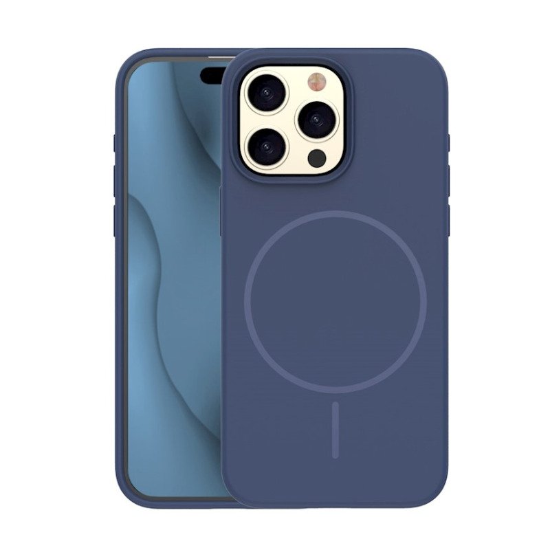 Coque MagSafe silicone fine pour iPhone – du 12 au 18 Pro Max – iPhone 16 Pro – Bleu marine