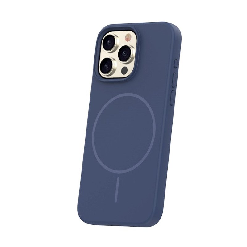 Coque MagSafe silicone fine pour iPhone – du 12 au 18 Pro Max – iPhone 16 Pro – Bleu marine
