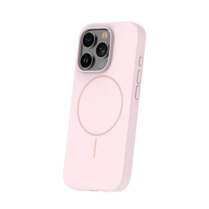 Coque MagSafe silicone fine pour iPhone – du 12 au 18 Pro Max – iPhone 16 Pro – Rose pâle