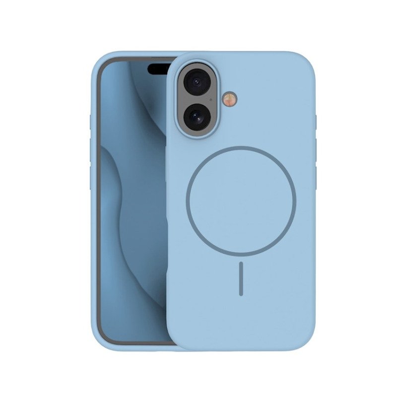 Coque MagSafe silicone fine pour iPhone – du 12 au 18 Pro Max – iPhone 16 – Bleu clair