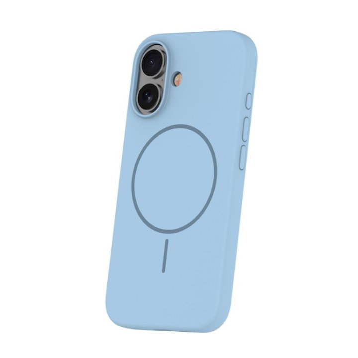 Coque MagSafe silicone fine pour iPhone – du 12 au 18 Pro Max – iPhone 16 – Bleu clair