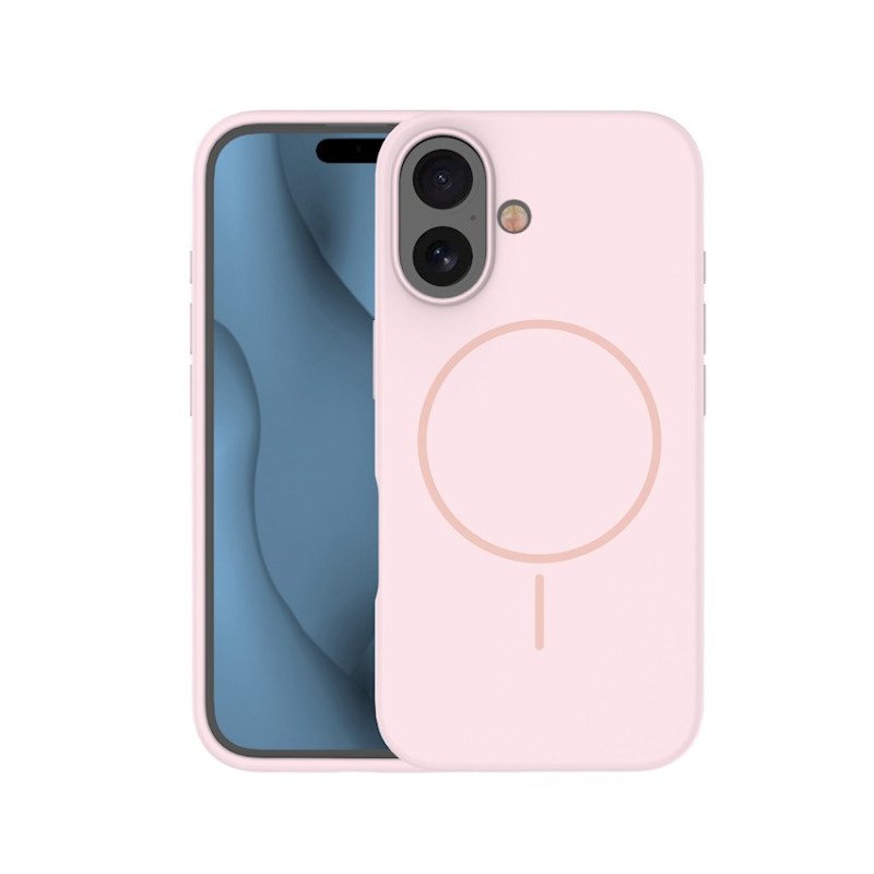 Coque MagSafe silicone fine pour iPhone – du 12 au 18 Pro Max – iPhone 16 – Rose pâle