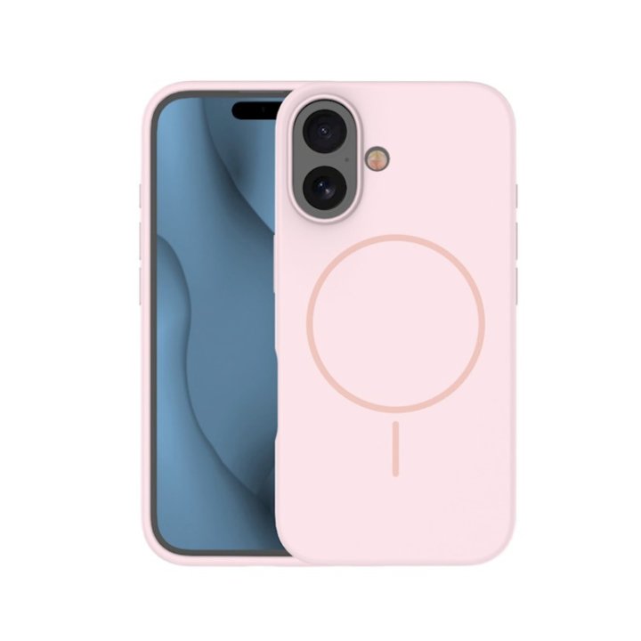 Coque MagSafe silicone fine pour iPhone – du 12 au 18 Pro Max – iPhone 16 – Rose pâle
