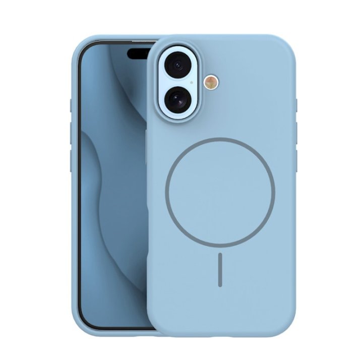 Coque MagSafe silicone fine pour iPhone – du 12 au 18 Pro Max – iPhone 17 / 18 – Bleu clair