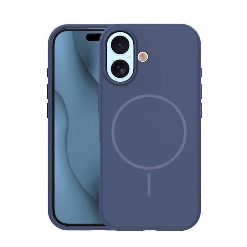 Coque MagSafe silicone fine pour iPhone – du 12 au 18 Pro Max – iPhone 17 / 18 – Bleu marine