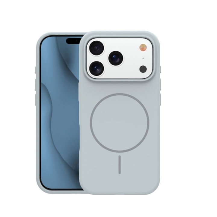 Coque MagSafe silicone fine pour iPhone – du 12 au 18 Pro Max – iPhone 17 Pro / 18 Pro – Argenté