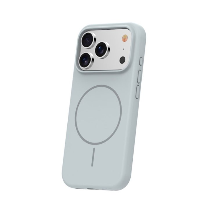 Coque MagSafe silicone fine pour iPhone – du 12 au 18 Pro Max – iPhone 17 Pro / 18 Pro – Argenté