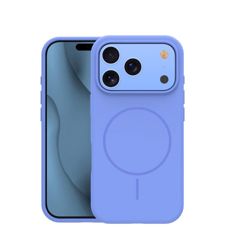 Coque MagSafe silicone fine pour iPhone – du 12 au 18 Pro Max – iPhone 17 Pro / 18 Pro – Bleu ciel