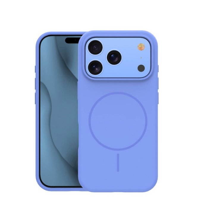 Coque MagSafe silicone fine pour iPhone – du 12 au 18 Pro Max – iPhone 17 Pro / 18 Pro – Bleu ciel