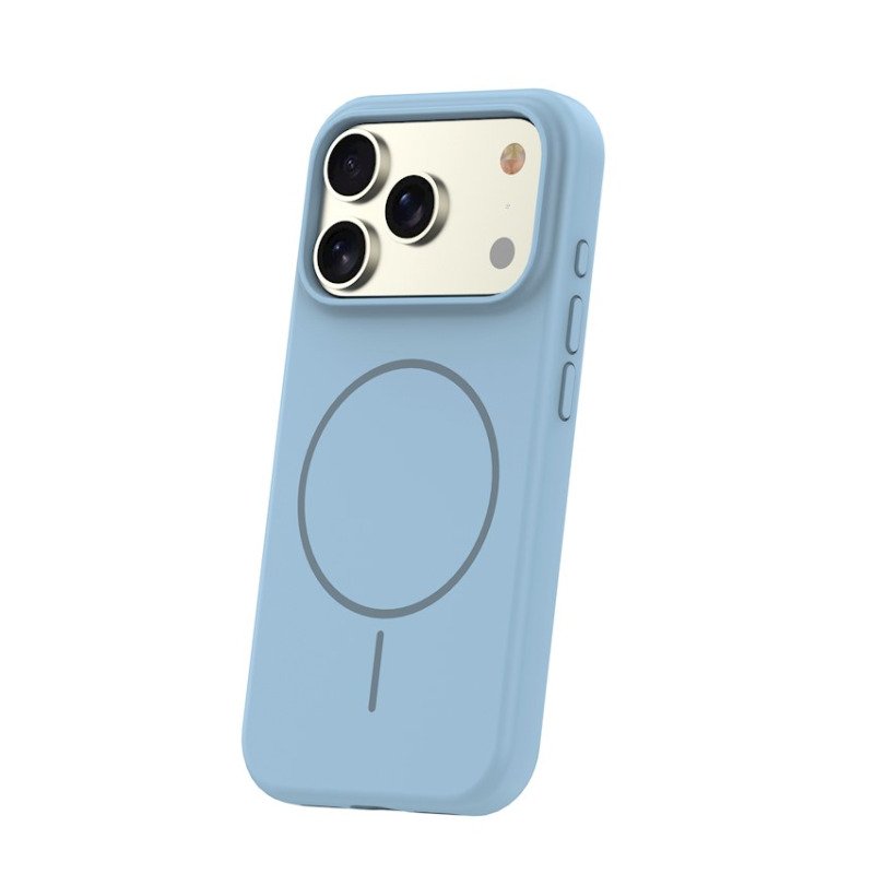 Coque MagSafe silicone fine pour iPhone – du 12 au 18 Pro Max – iPhone 17 Pro / 18 Pro – Bleu clair