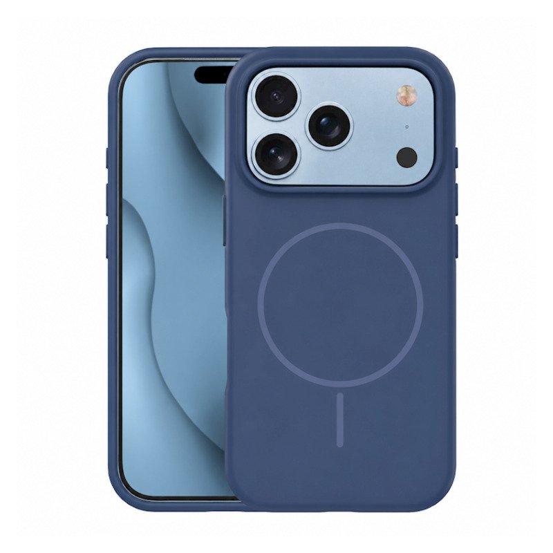 Coque MagSafe silicone fine pour iPhone – du 12 au 18 Pro Max – iPhone 17 Pro / 18 Pro – Bleu marine