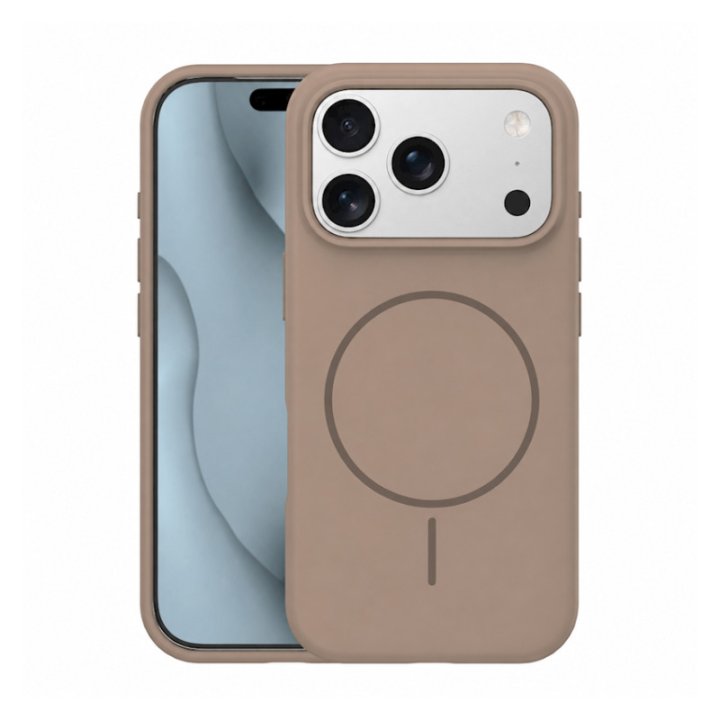 Coque MagSafe silicone fine pour iPhone – du 12 au 18 Pro Max – iPhone 17 Pro / 18 Pro – Marron