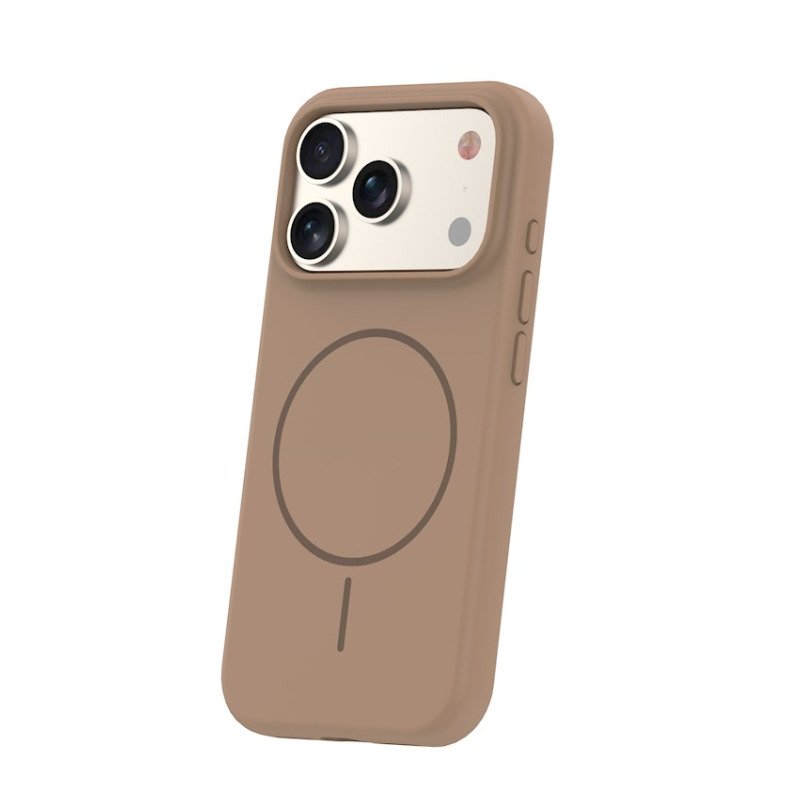 Coque MagSafe silicone fine pour iPhone – du 12 au 18 Pro Max – iPhone 17 Pro / 18 Pro – Marron