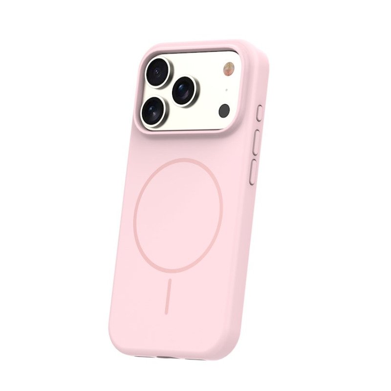 Coque MagSafe silicone fine pour iPhone – du 12 au 18 Pro Max – iPhone 17 Pro / 18 Pro – Rose pâle