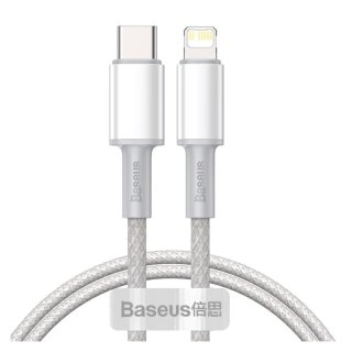 Baseus - Câble USB-C vers Lightning High Density Braided 20 W - 1 m - Blanc (CATLGD-02)