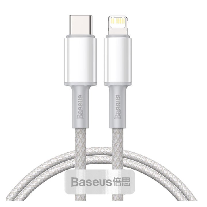 Baseus - Câble USB-C vers Lightning High Density Braided 20 W - 1 m - Blanc (CATLGD-02)