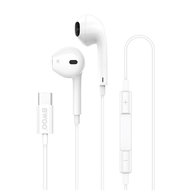 BWOO - Écouteurs filaires USB-C avec micro - HF175 - Blanc