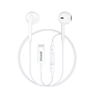BWOO - Écouteurs filaires Lightning avec micro et contrôle du volume - HF179 (BO-HF179) - Blanc