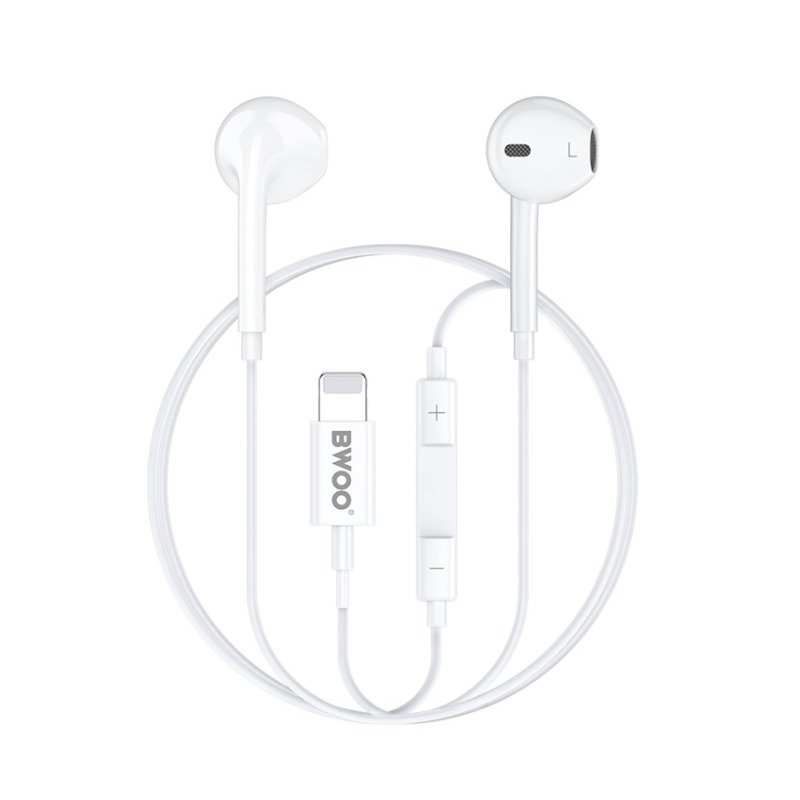 BWOO - Écouteurs filaires Lightning avec micro et contrôle du volume - HF179 (BO-HF179) - Blanc