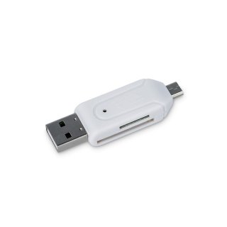 Lecteur de cartes - Forever Carte reader micro USB et USB OTG - Blanc
