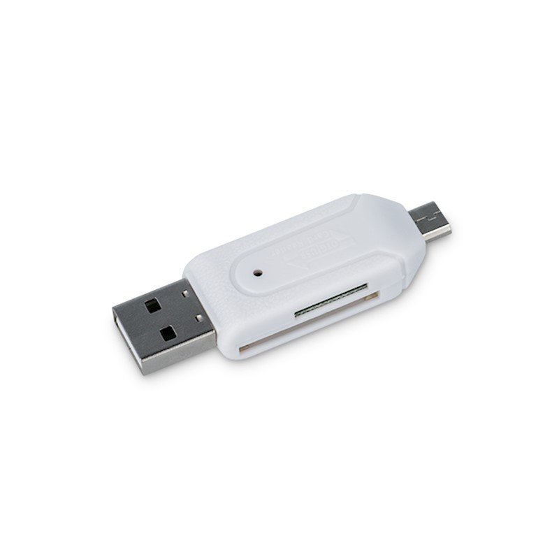Lecteur de cartes - Forever Carte reader micro USB et USB OTG - Blanc