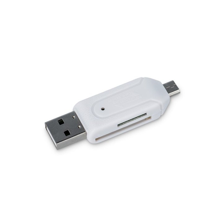 Lecteur de cartes - Forever Carte reader micro USB et USB OTG - Blanc