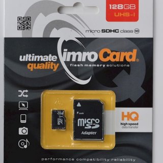 Carte mémoire - MicroSDXC 128 Go Imro karta microSDHC UHS-3 + adaptateur - Noir