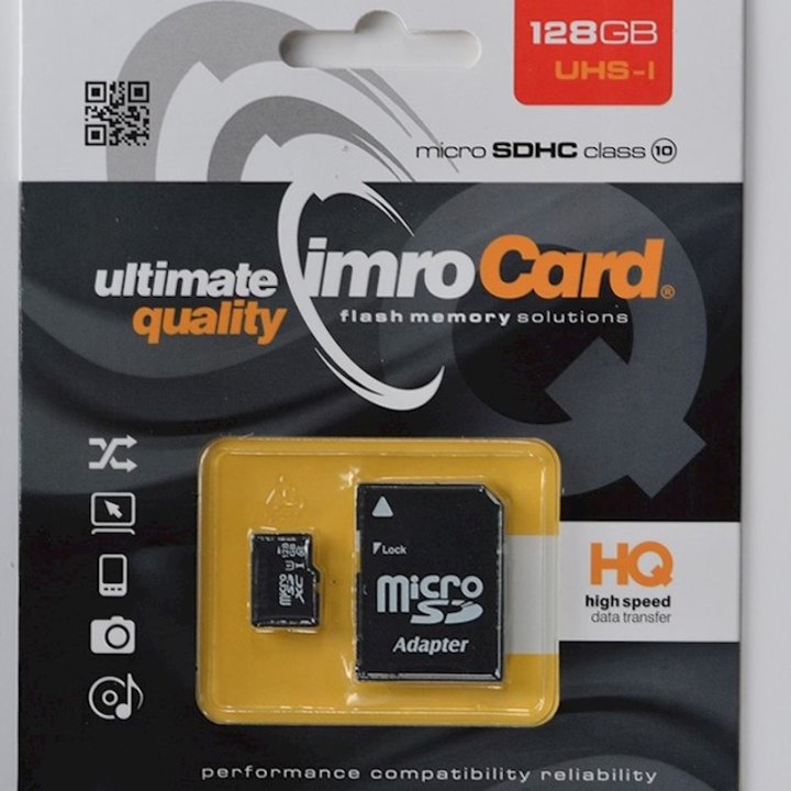 Carte mémoire - MicroSDXC 128 Go Imro karta microSDHC UHS-3 + adaptateur - Noir