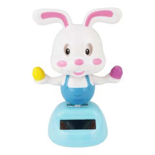 Figurine Solaire - Lapin de Pâques blanc et bleu