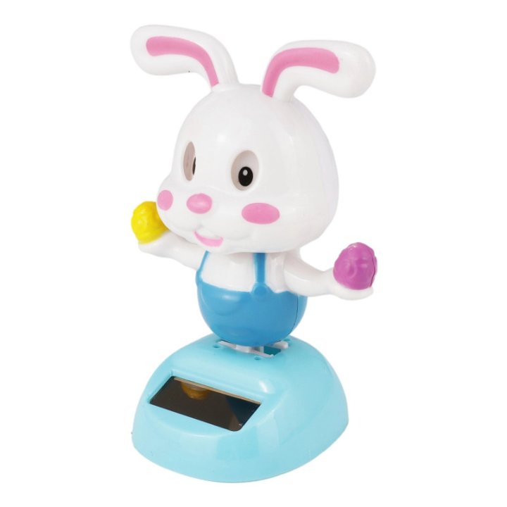 Figurine Solaire - Lapin de Pâques blanc et bleu